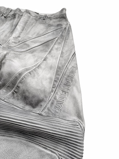 Mud Show White Leather Biker Pants