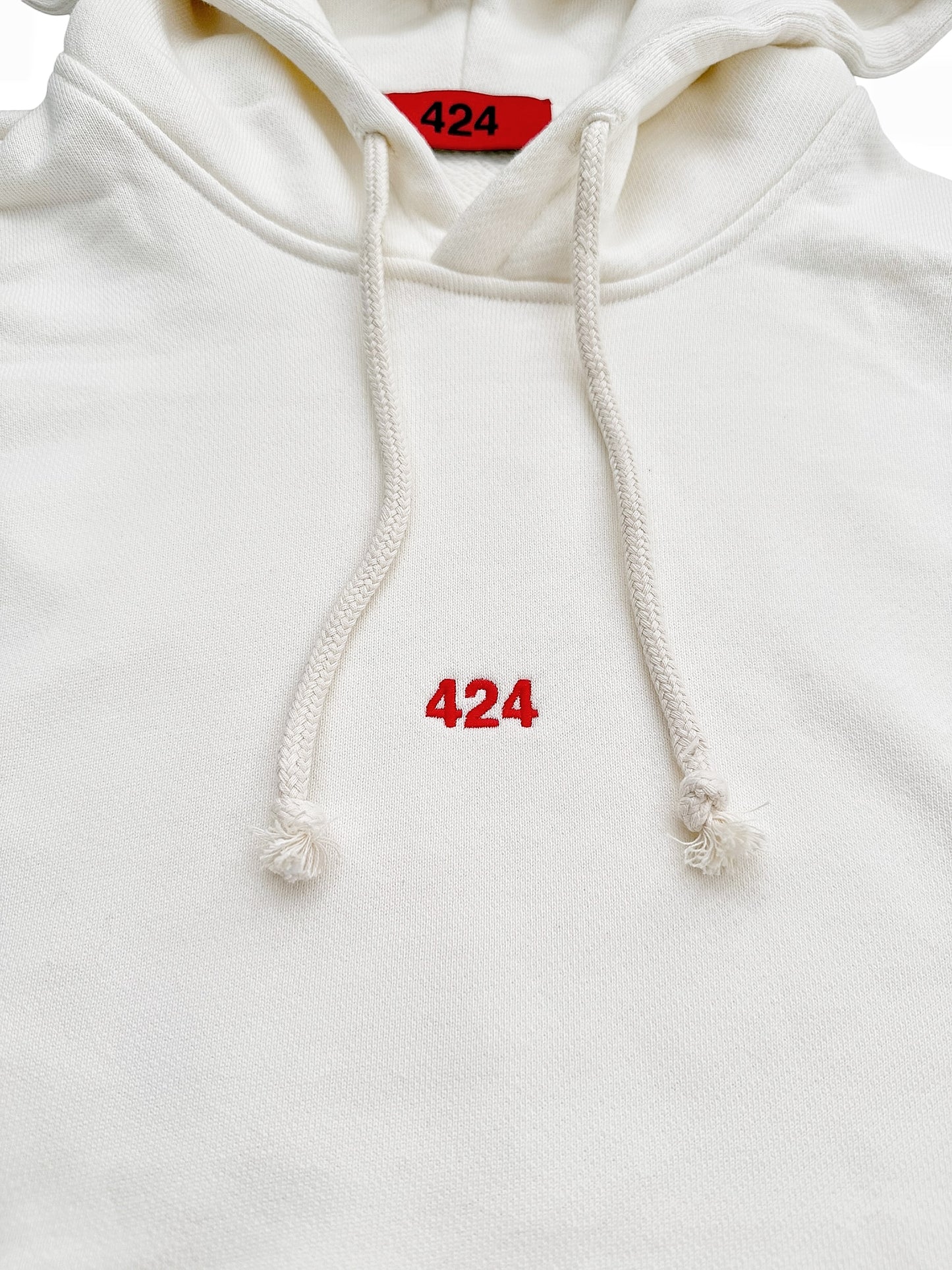 Embroidered Logo Pullover White Hoodie