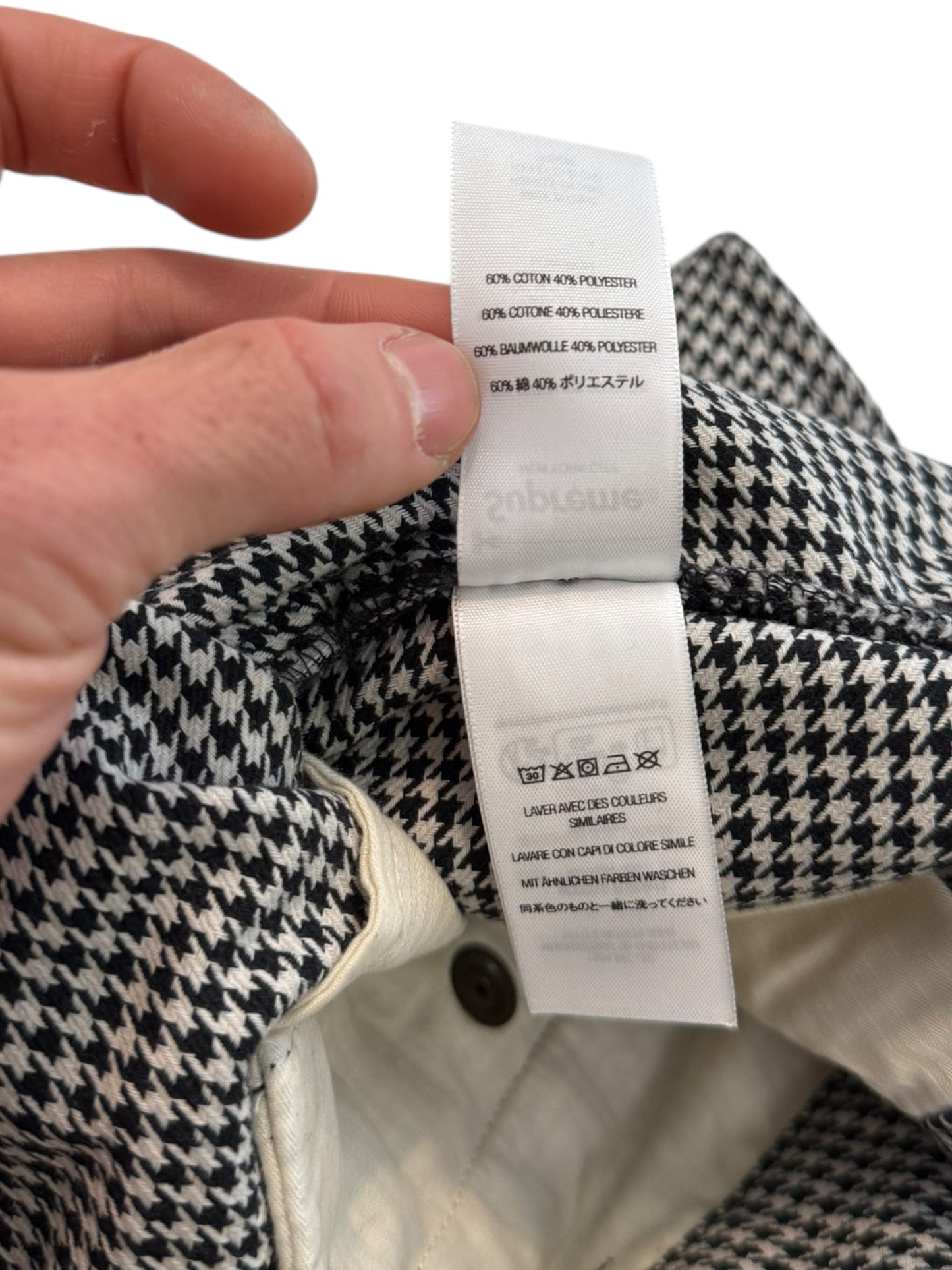 White Houndstooth Work Pant