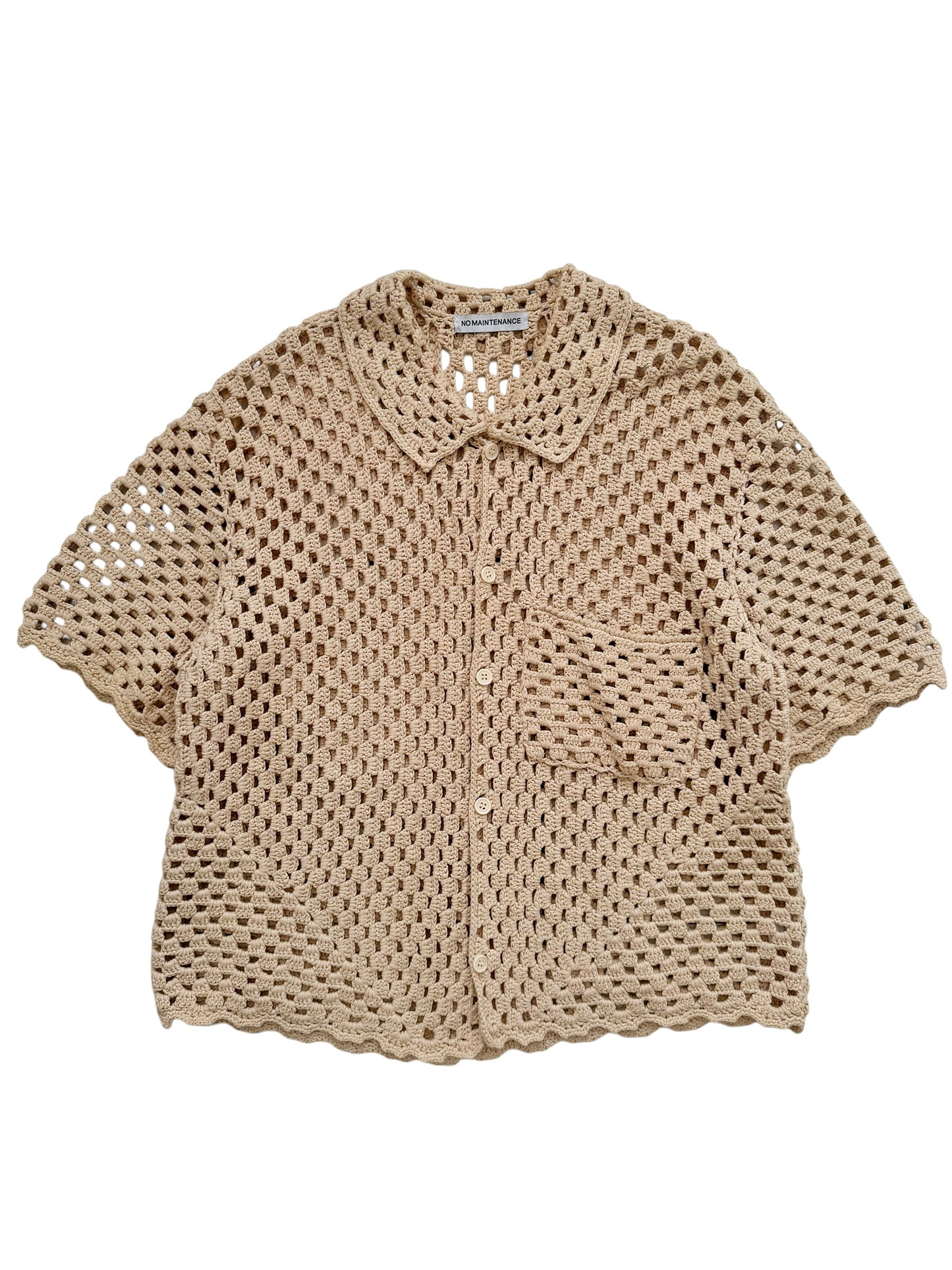 Crochet Woven Shirt Beige