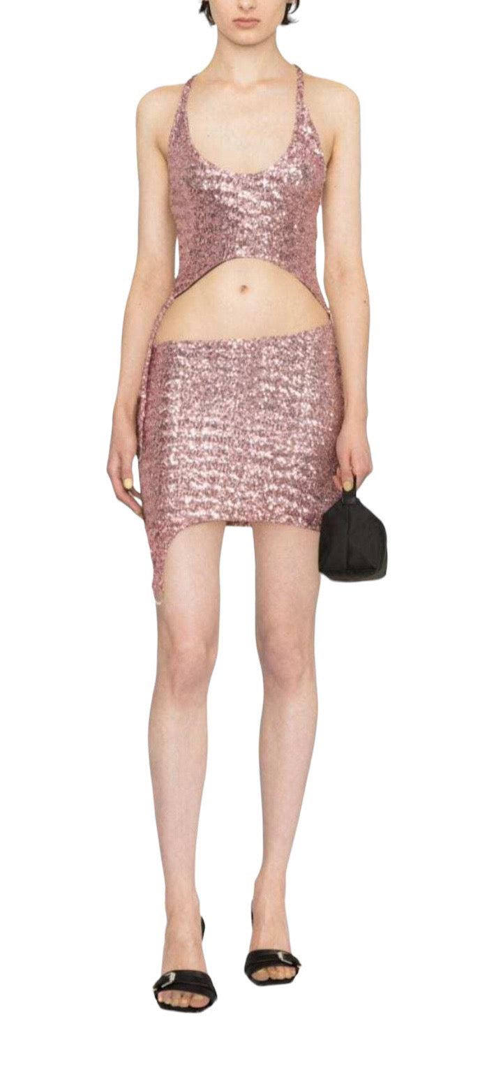 Asymmetric Sequin Hole Dress