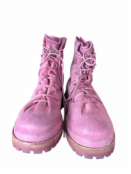 Overdyed Pink Leather Lace Up Marathon Boot