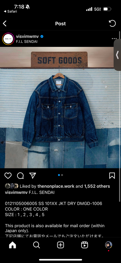 1006 Dry Damaged 101XX Denim Jacket