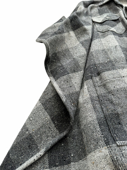 Grey Buffalo Check Wool Poncho