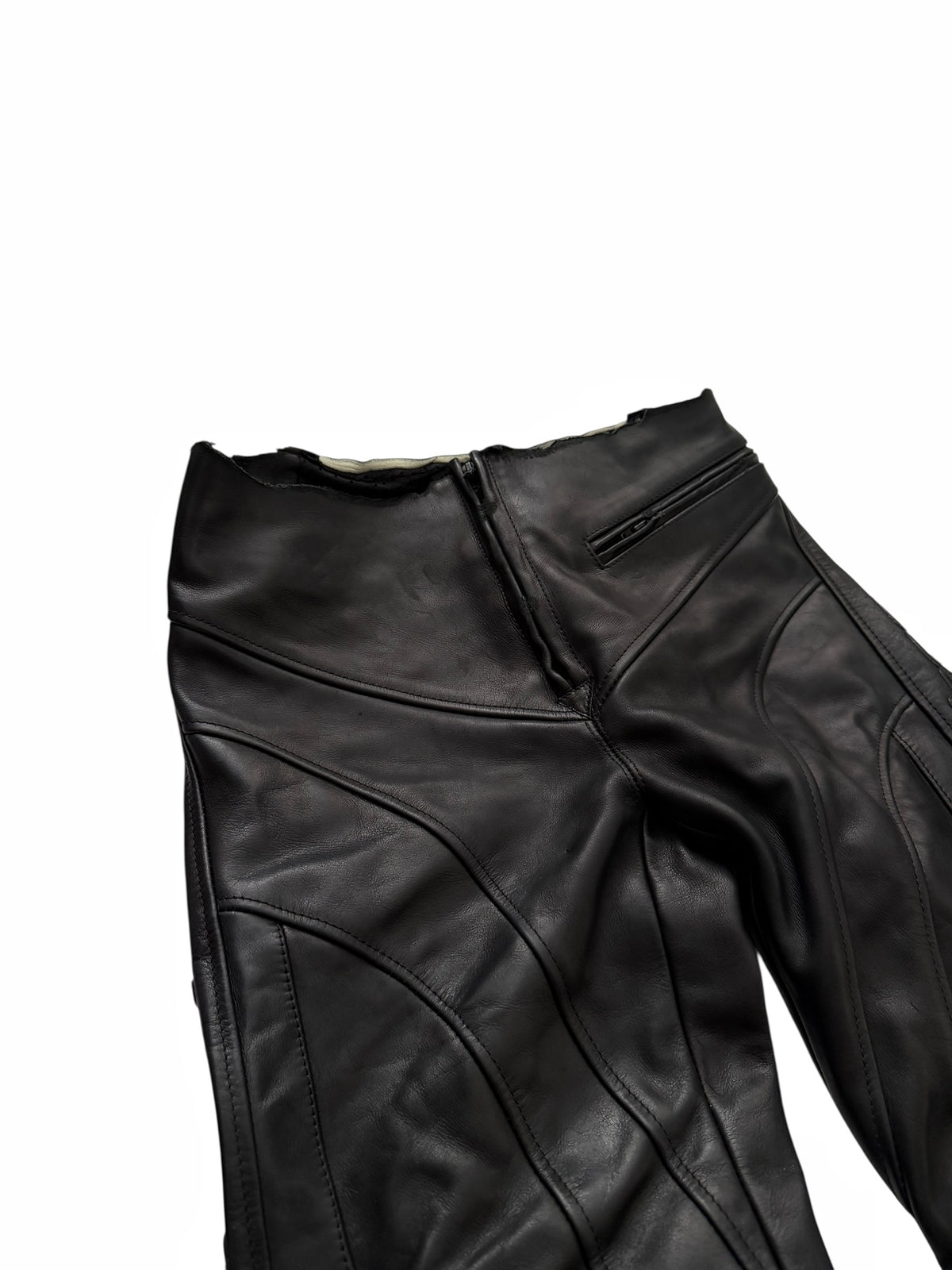 2024 Raw Waist Biker Moto Leather Pants