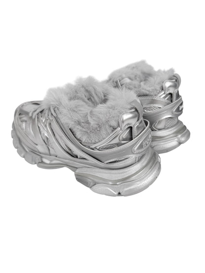 Metallic Silver Fur Track Runner