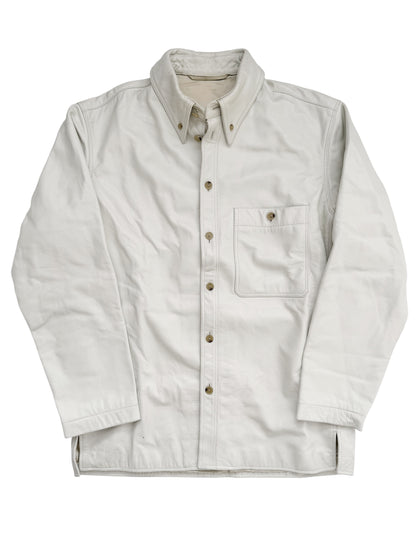 White Leather Over Shirt Jacket
