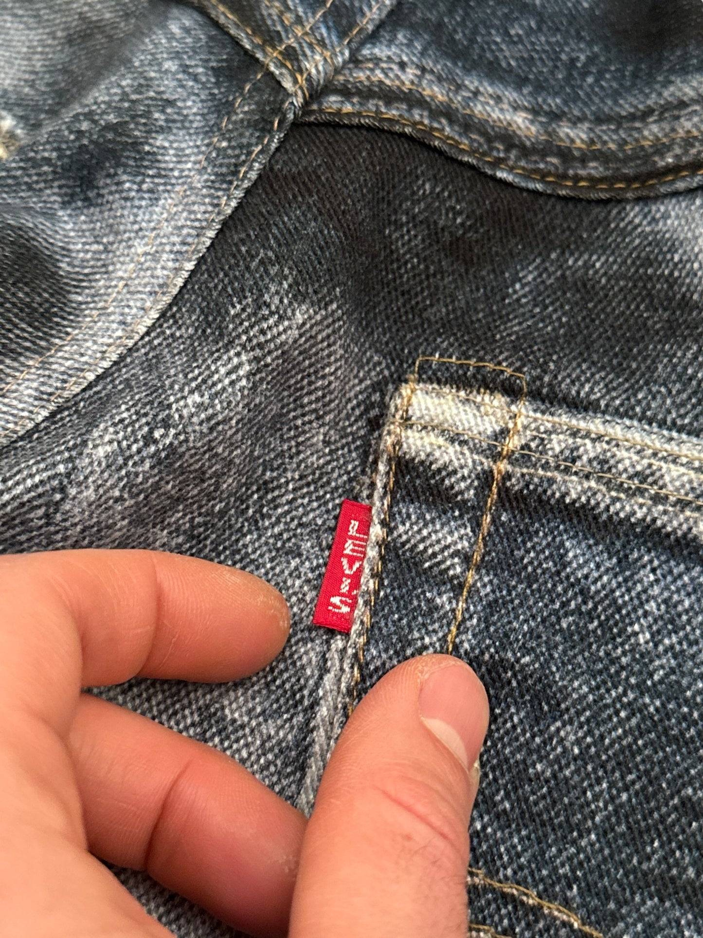 Trompe L’oeil Printed Baggy Belted Denim