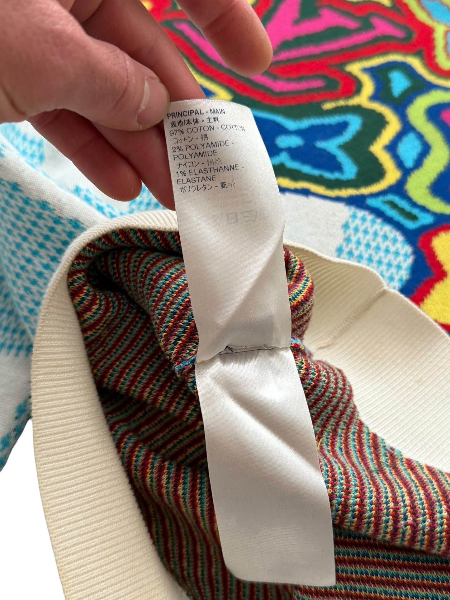 Distorted Abstract Damier Half Zip Sweater