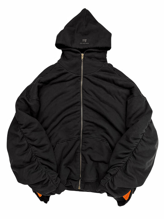 Heavy Cotton Fleece Hooded Bomber