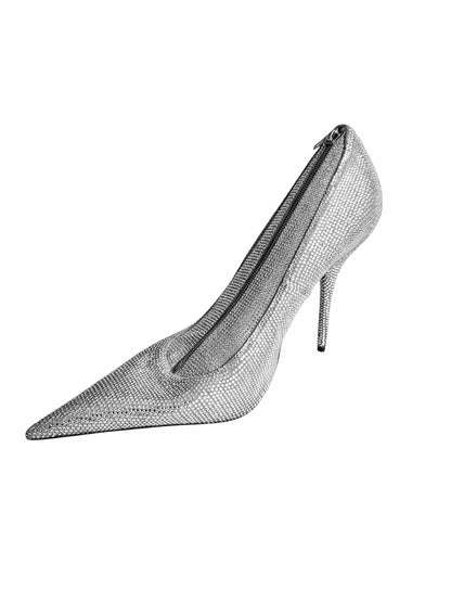 Rhinestone Knife Shoe Clutch Bag