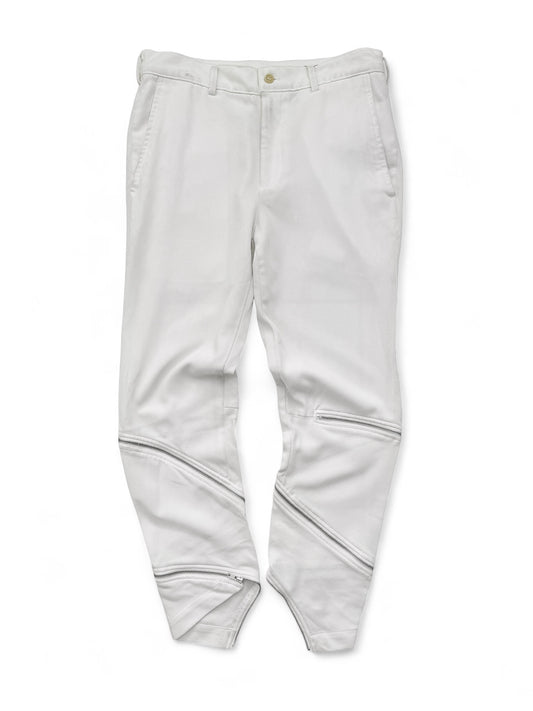 2018 Spiral Zipper White Trouser