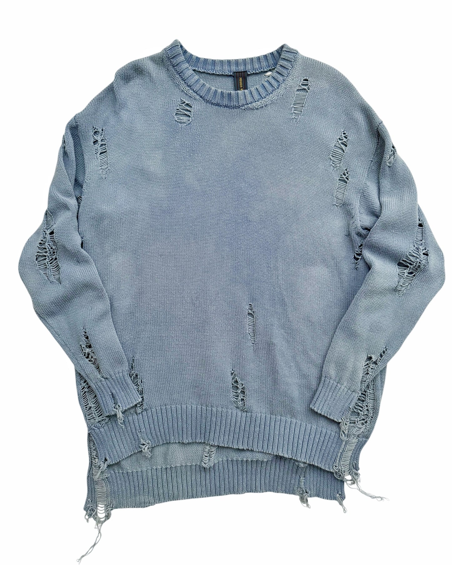Distressed Fade Blue Sweater
