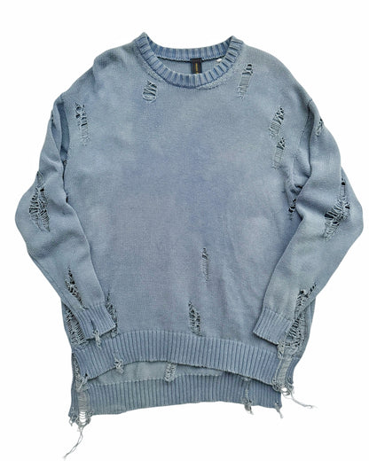 Distressed Fade Blue Sweater