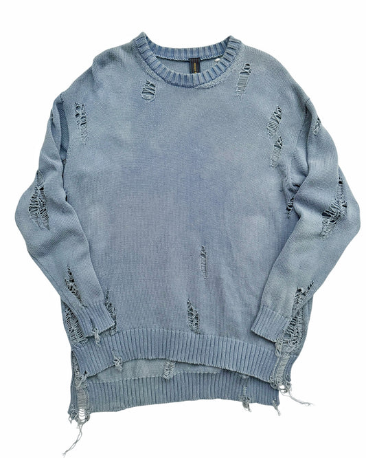 Distressed Fade Blue Sweater