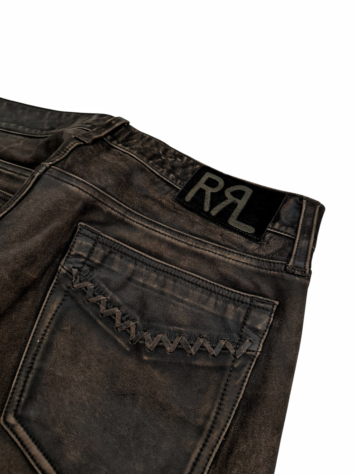 Whipstitch Lace Leather Distressed Pants