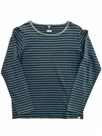 Indigo Navy Stripe Border Crew