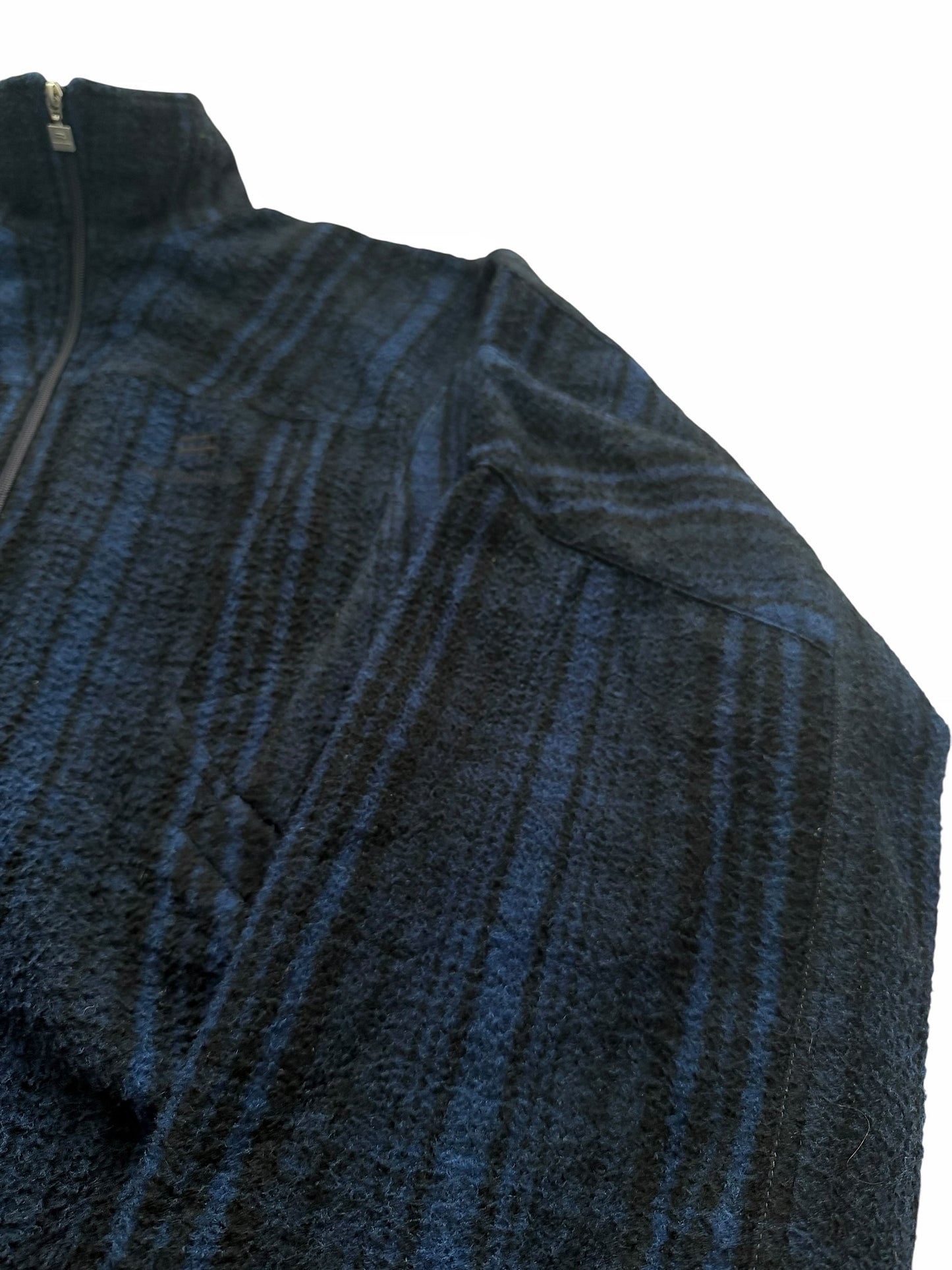 Wool Fleece Plaid Track Jacket