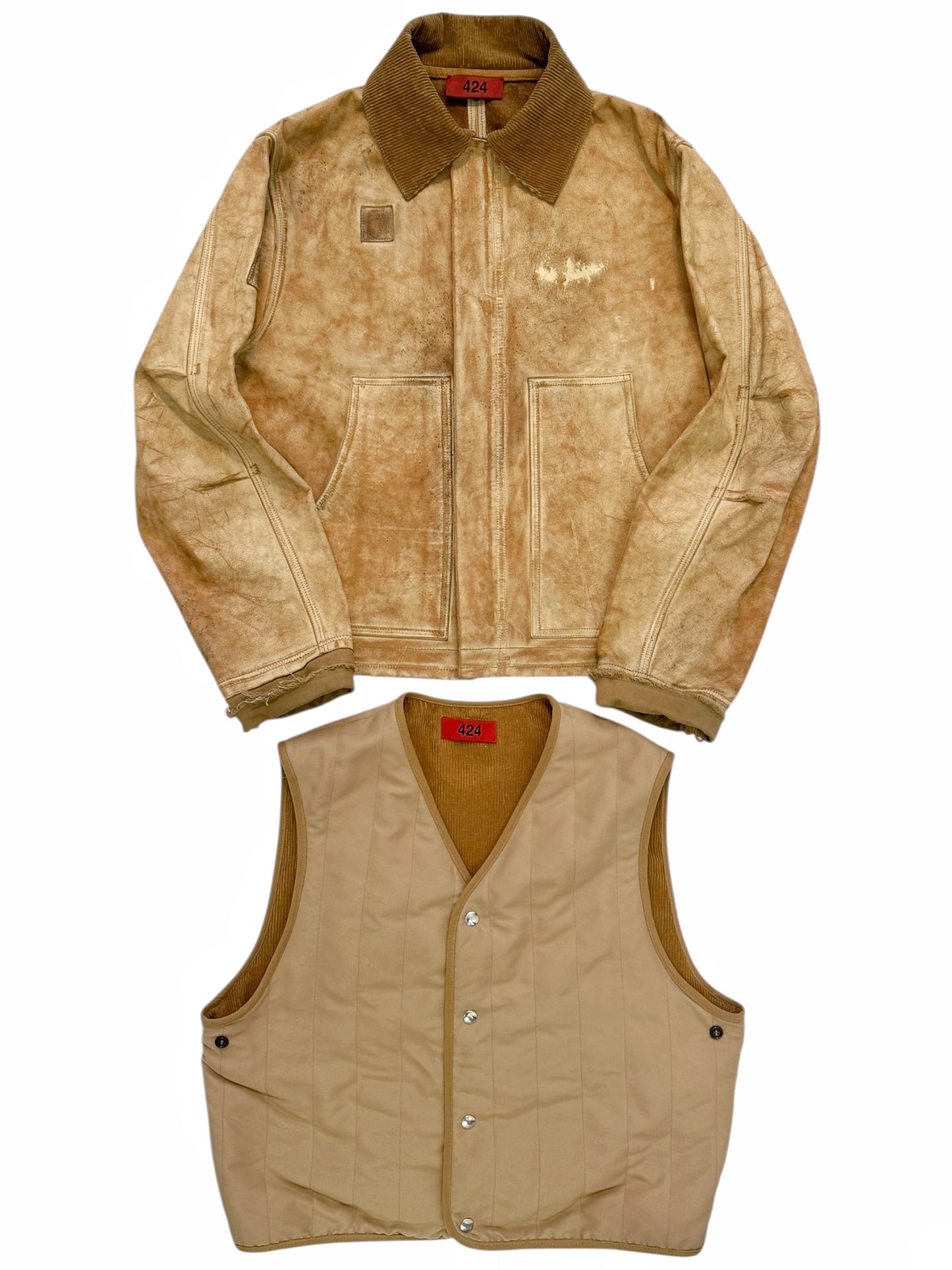 Distressed Leather “Carhartt” Work Jacket W Vest
