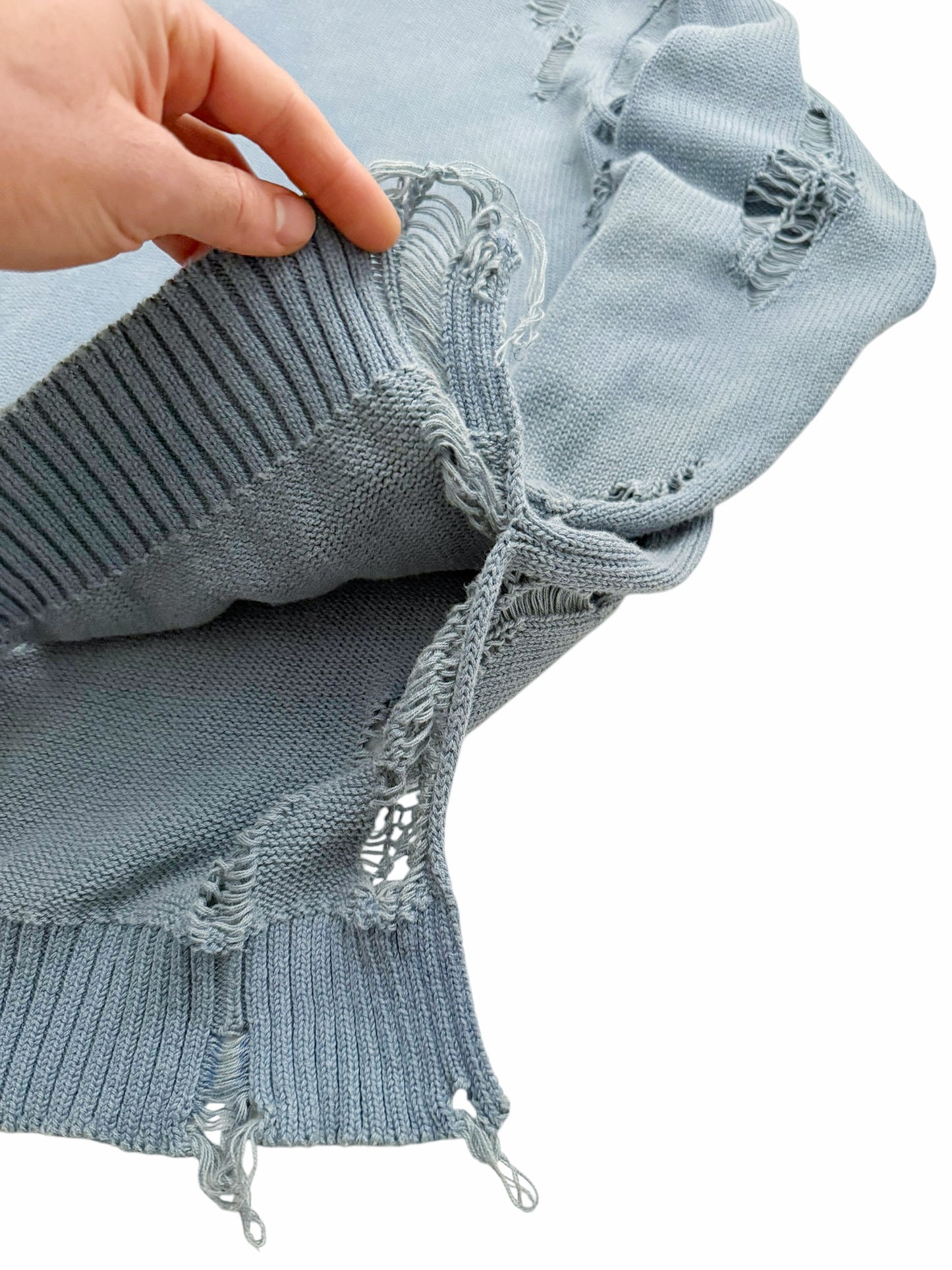 Distressed Fade Blue Sweater