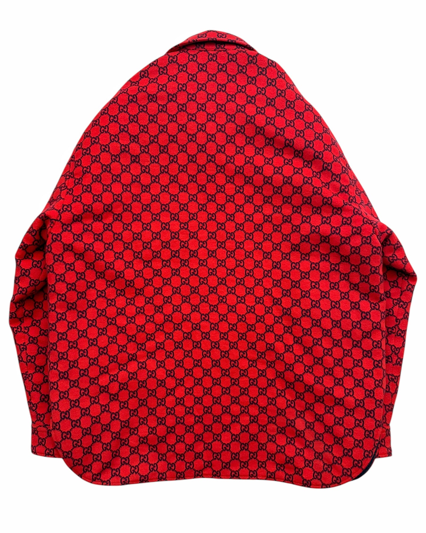 Red Wool Flannel Overshirt Padded Shirt
