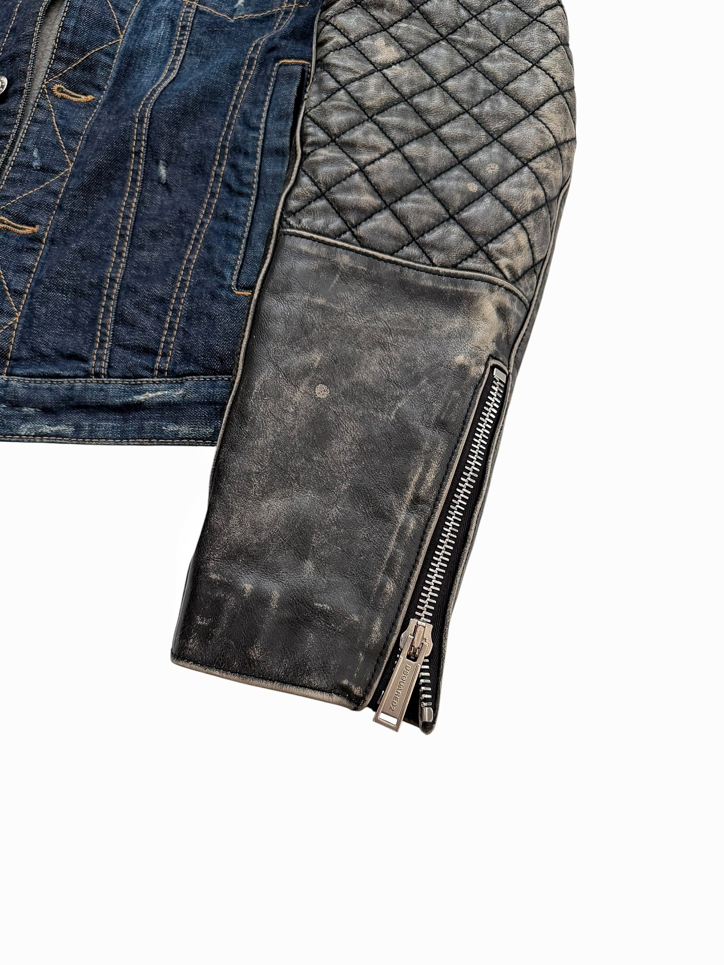 2018 Hybrid Dan Leather Denim Hooded Jacket