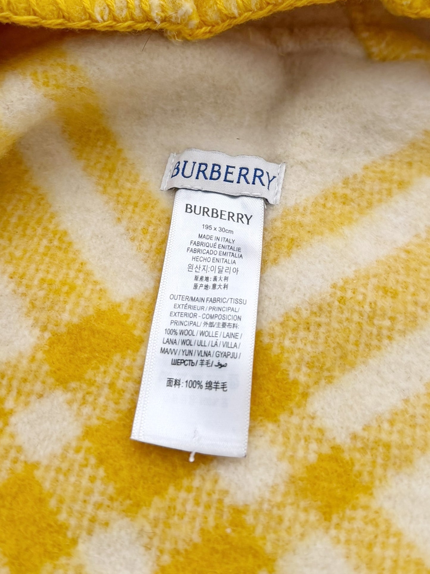 Wool Yellow Check Hooded Scarf