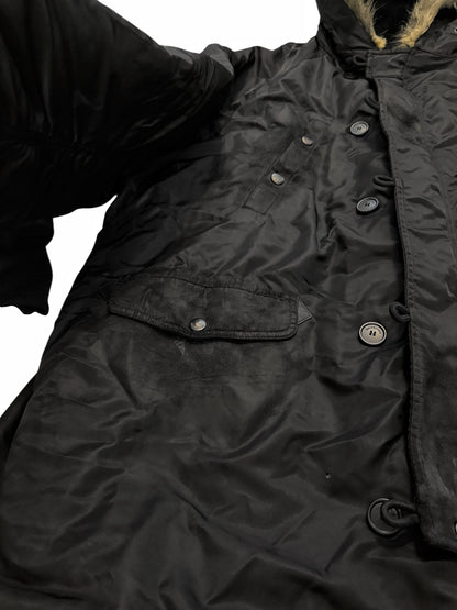 Graffiti Distressed Mud Fur Hood Parka