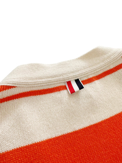 Oversized Cashmere Orange Stripe Cardigan