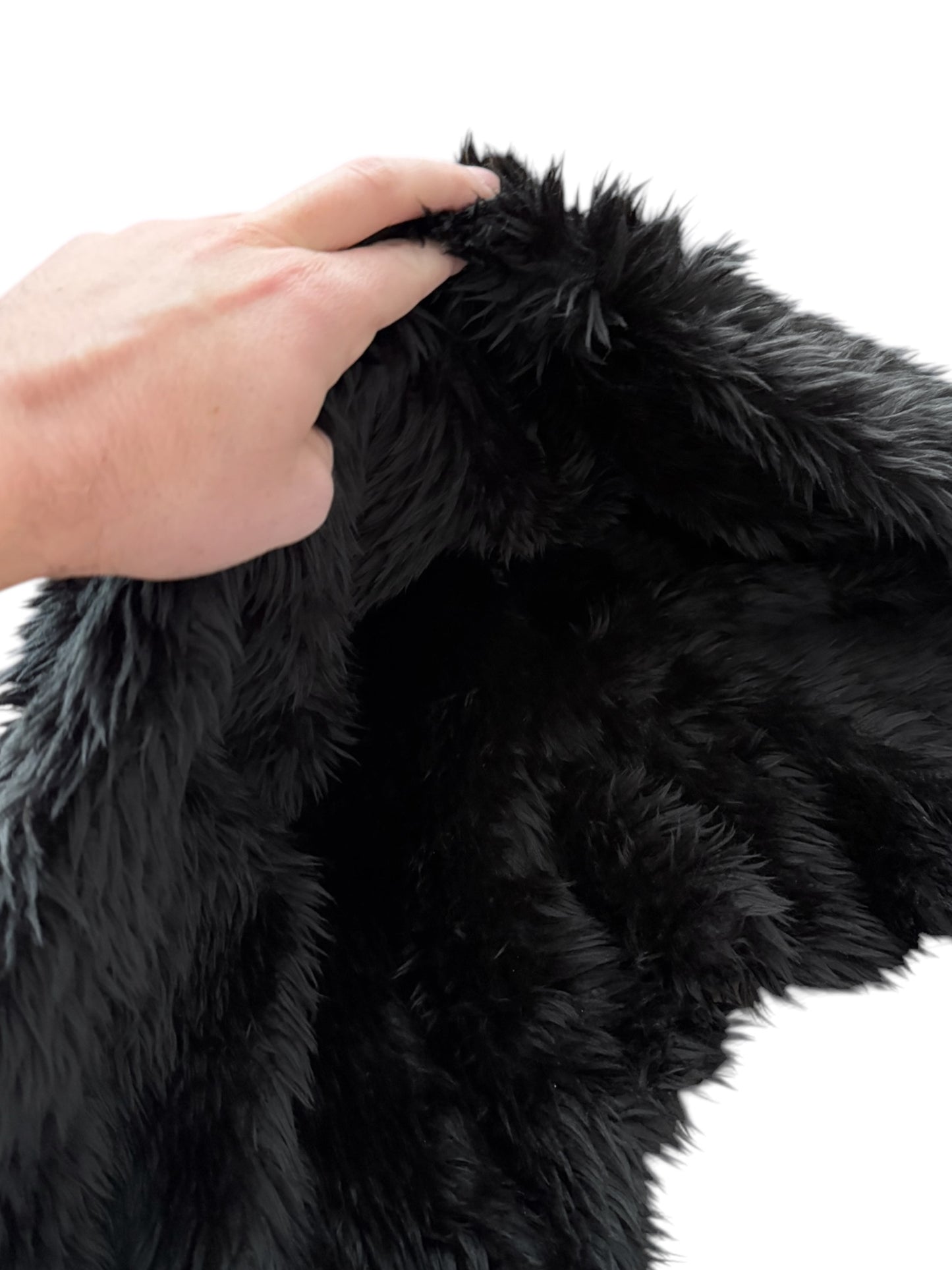 Black Faux Fur Hooded Pocket Scarf