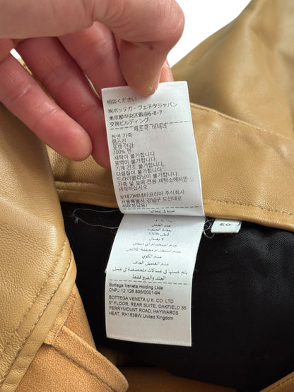 “Cashmere Nappa” Leather Pleat Baggy Pant