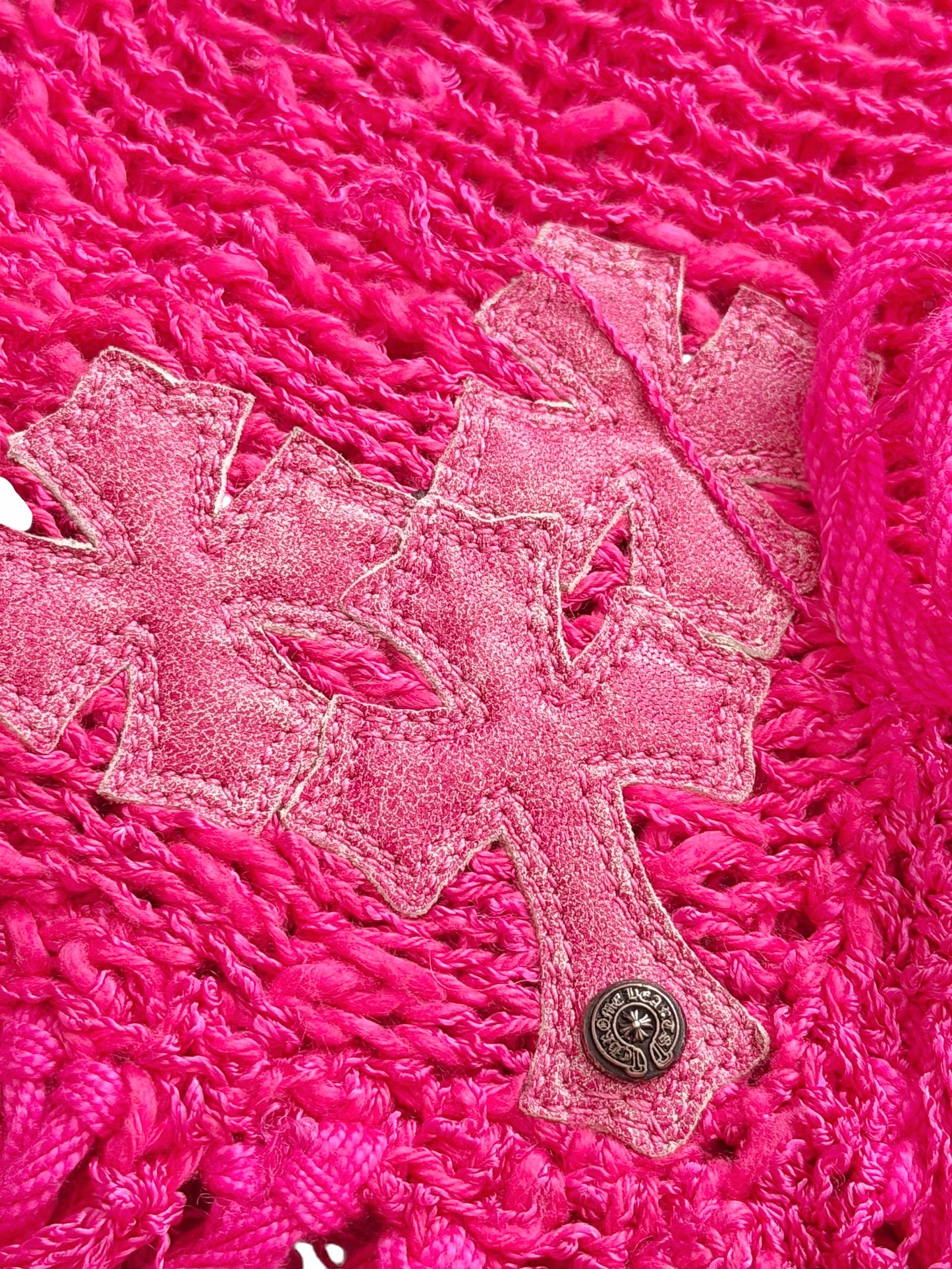 6 Cross Pink Knit Shawl/Cape Scarf