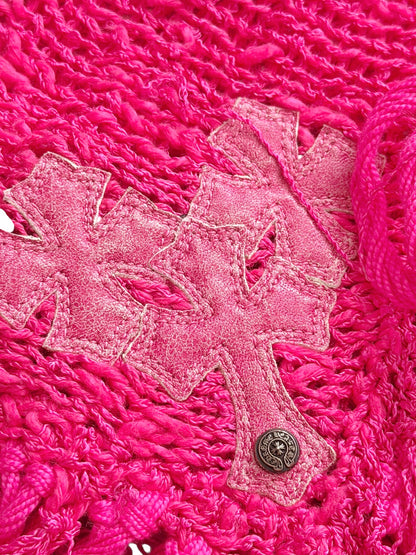 6 Cross Pink Knit Shawl/Cape Scarf