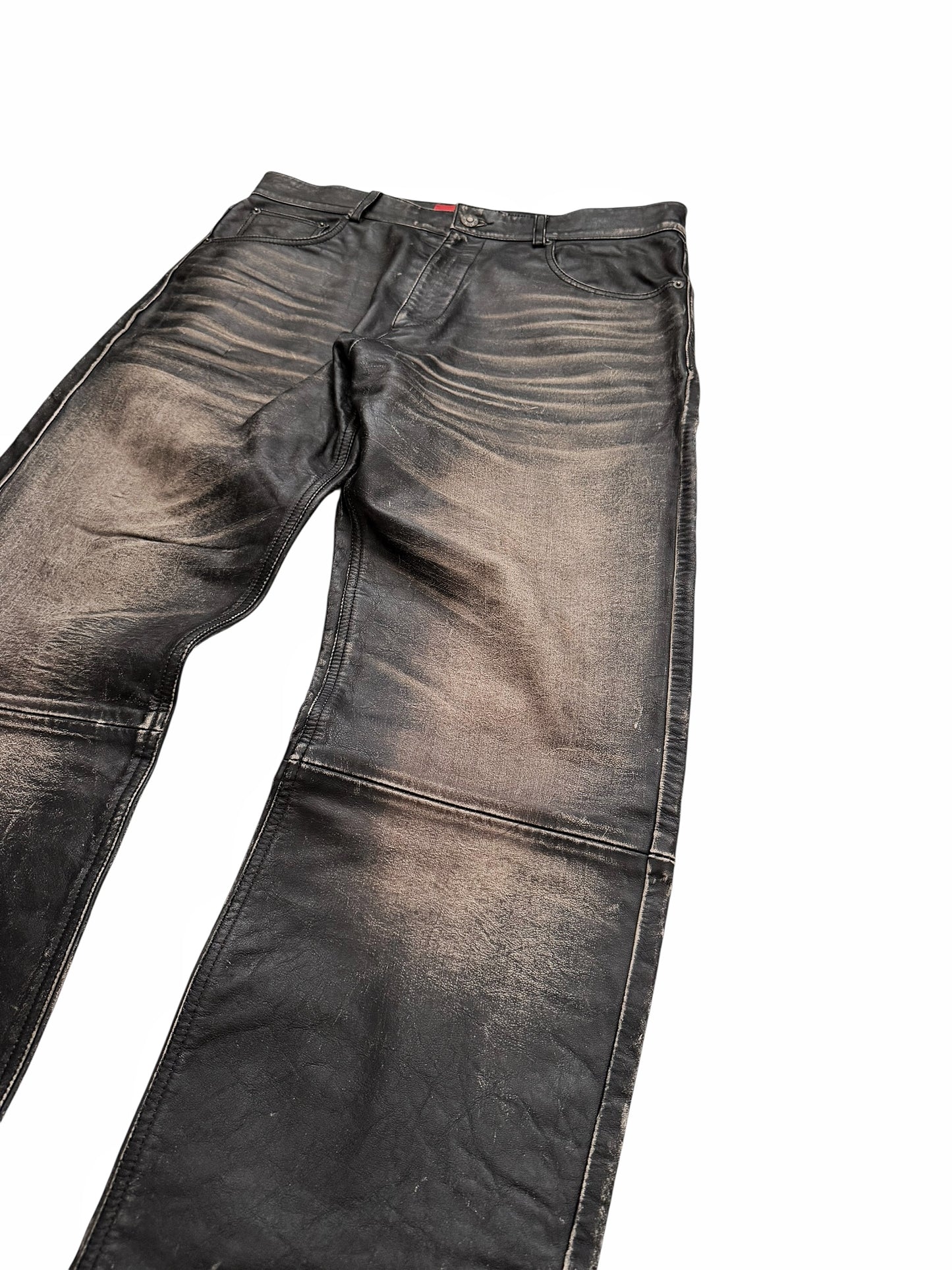 5 Pocket Rub Off Leather “Denim” Pants
