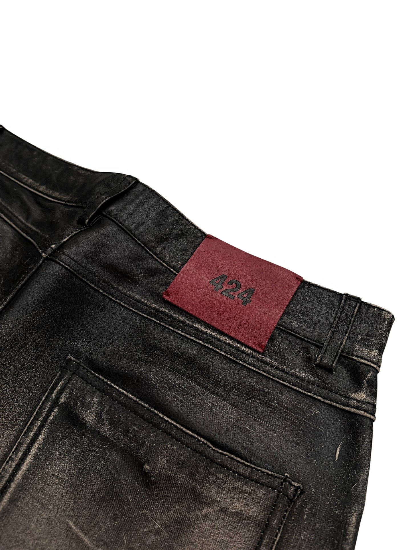 5 Pocket Rub Off Leather “Denim” Pants
