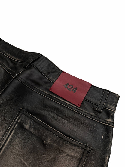 5 Pocket Rub Off Leather “Denim” Pants