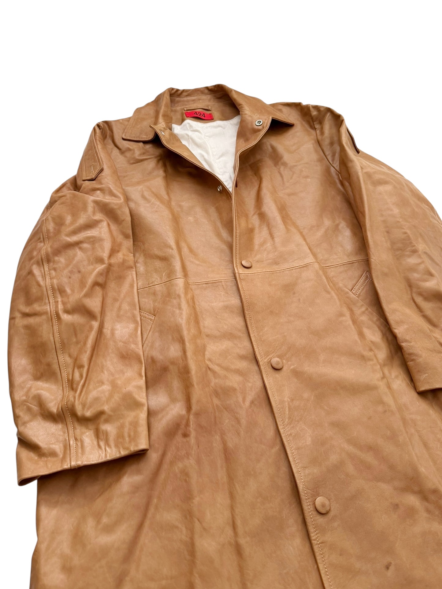 FW25 Natural Leather Trench Coat