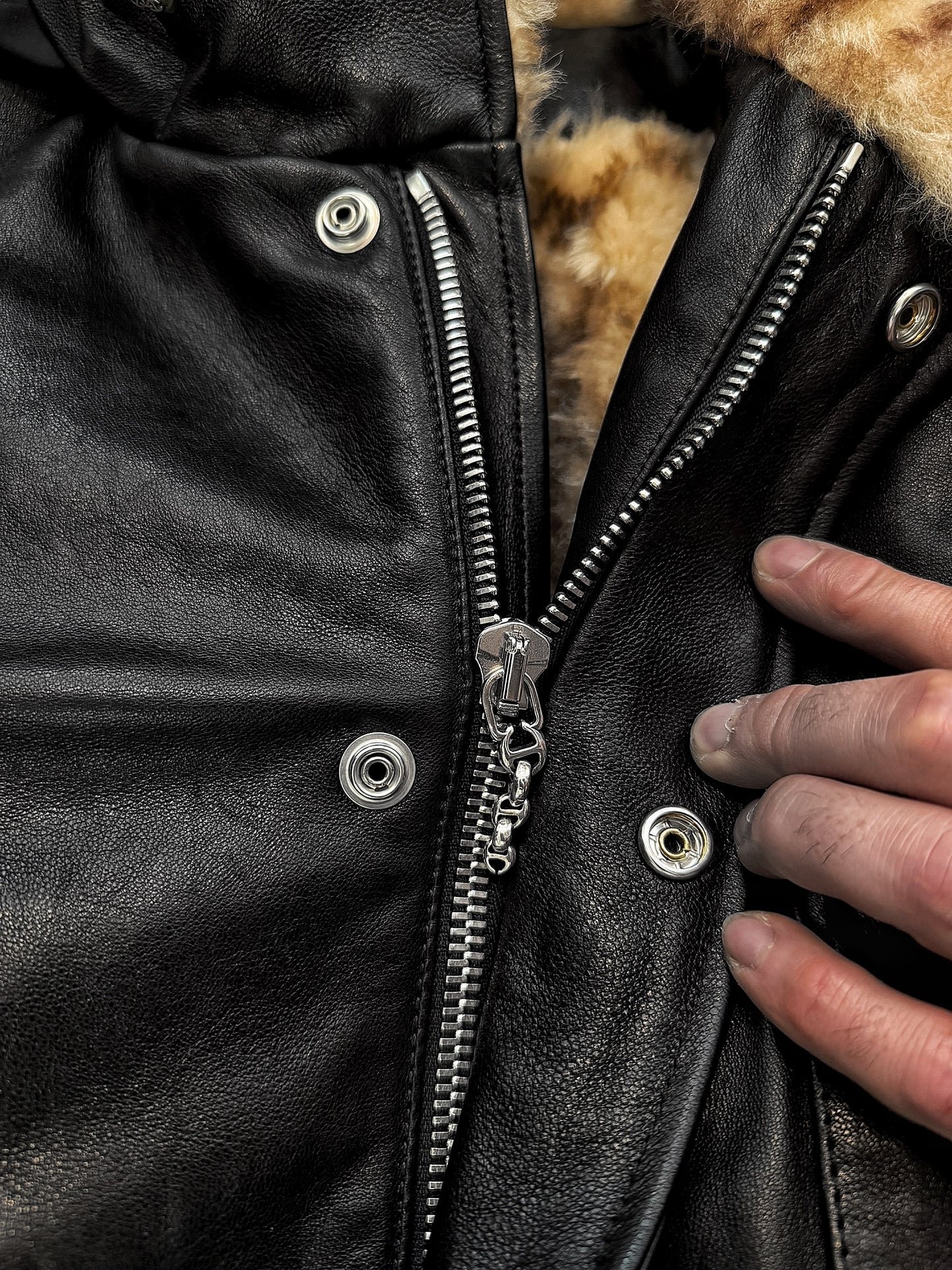 x Hoorsenbuhs M65 Leather Shearling Sterling Silver Hardware Coat