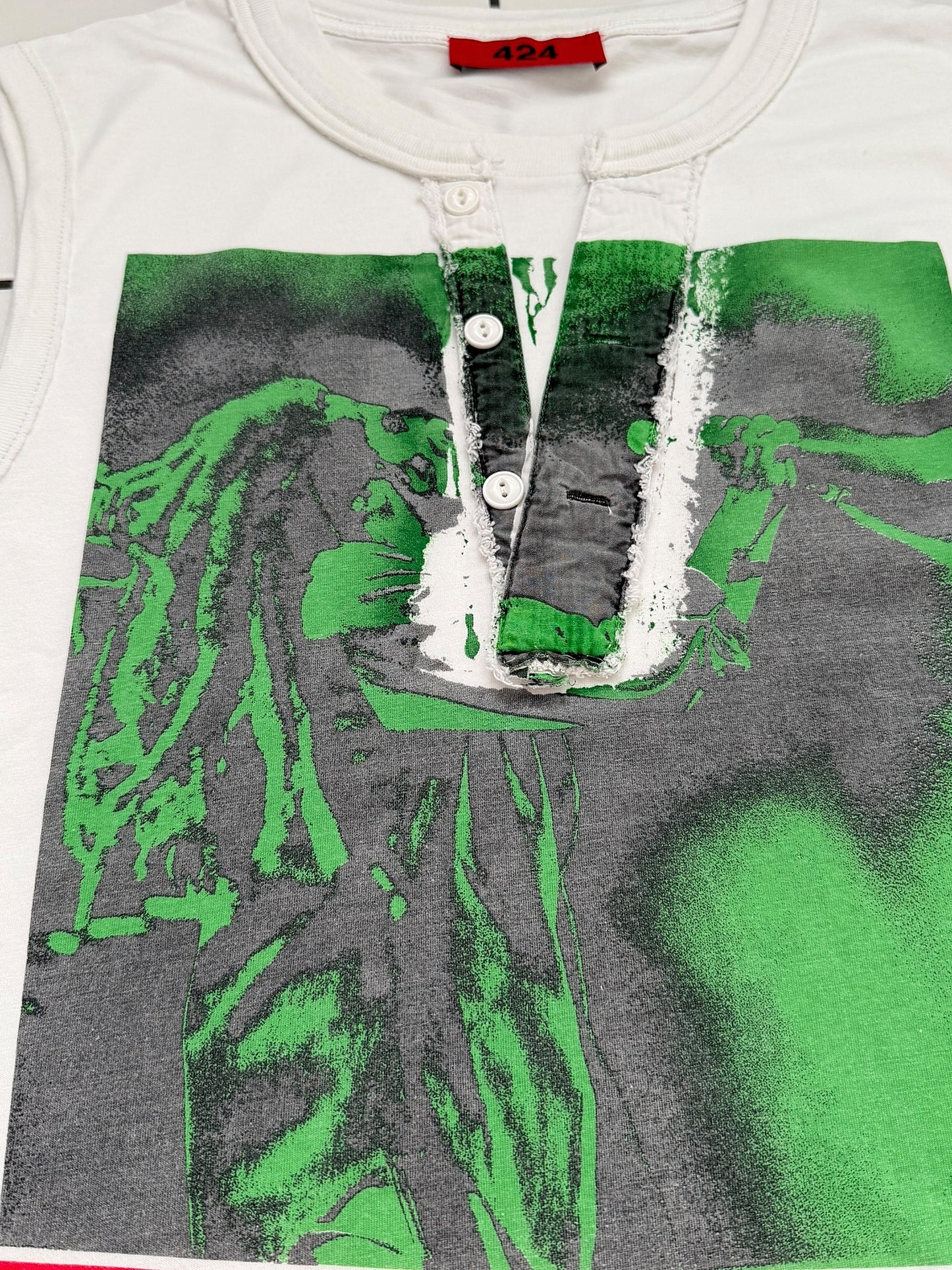 Green Graphic Bob Marley Layered Thermal Tank Tee