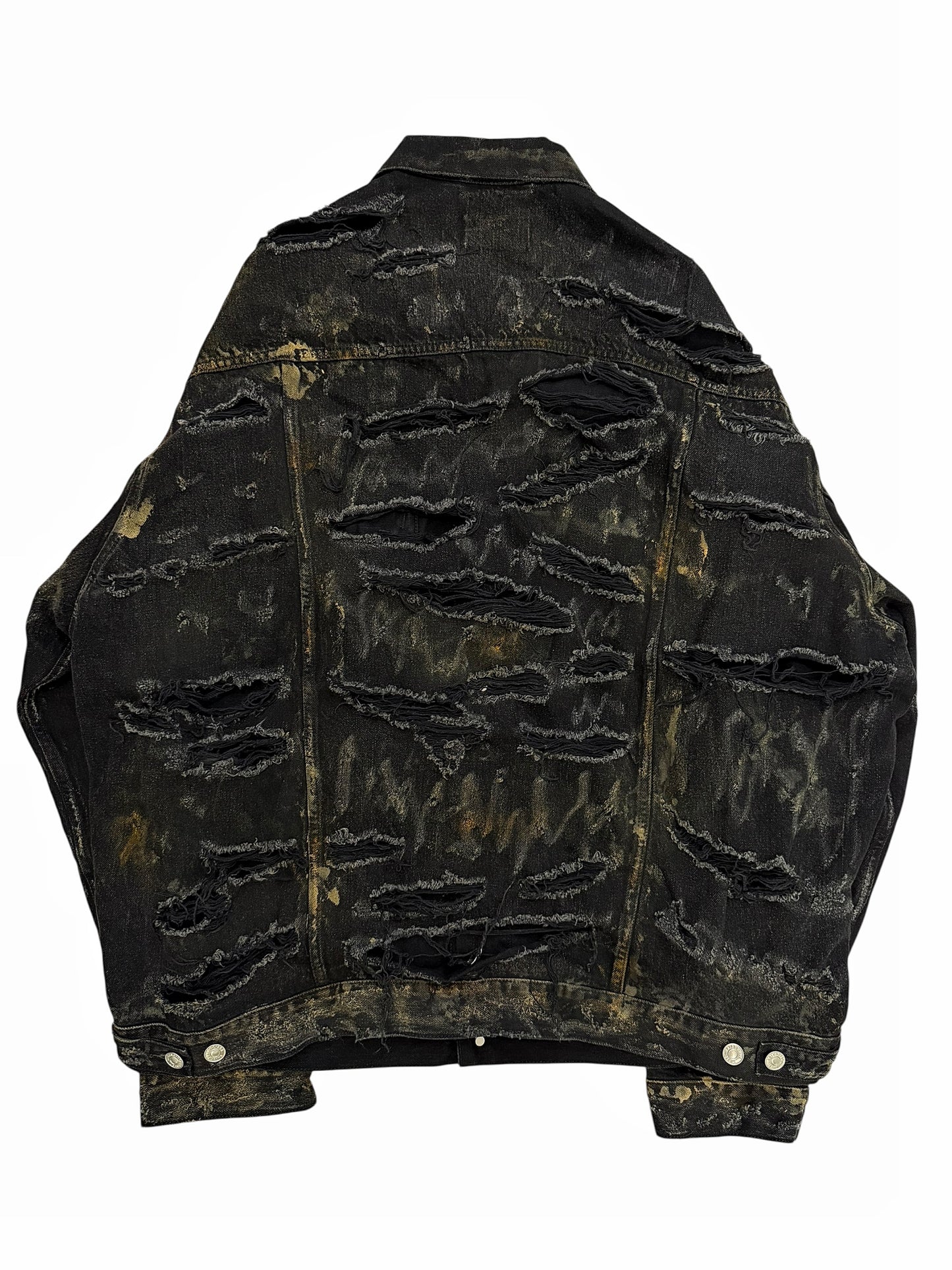 Mud Show Distressed Shredded Denim Trucker Jacket