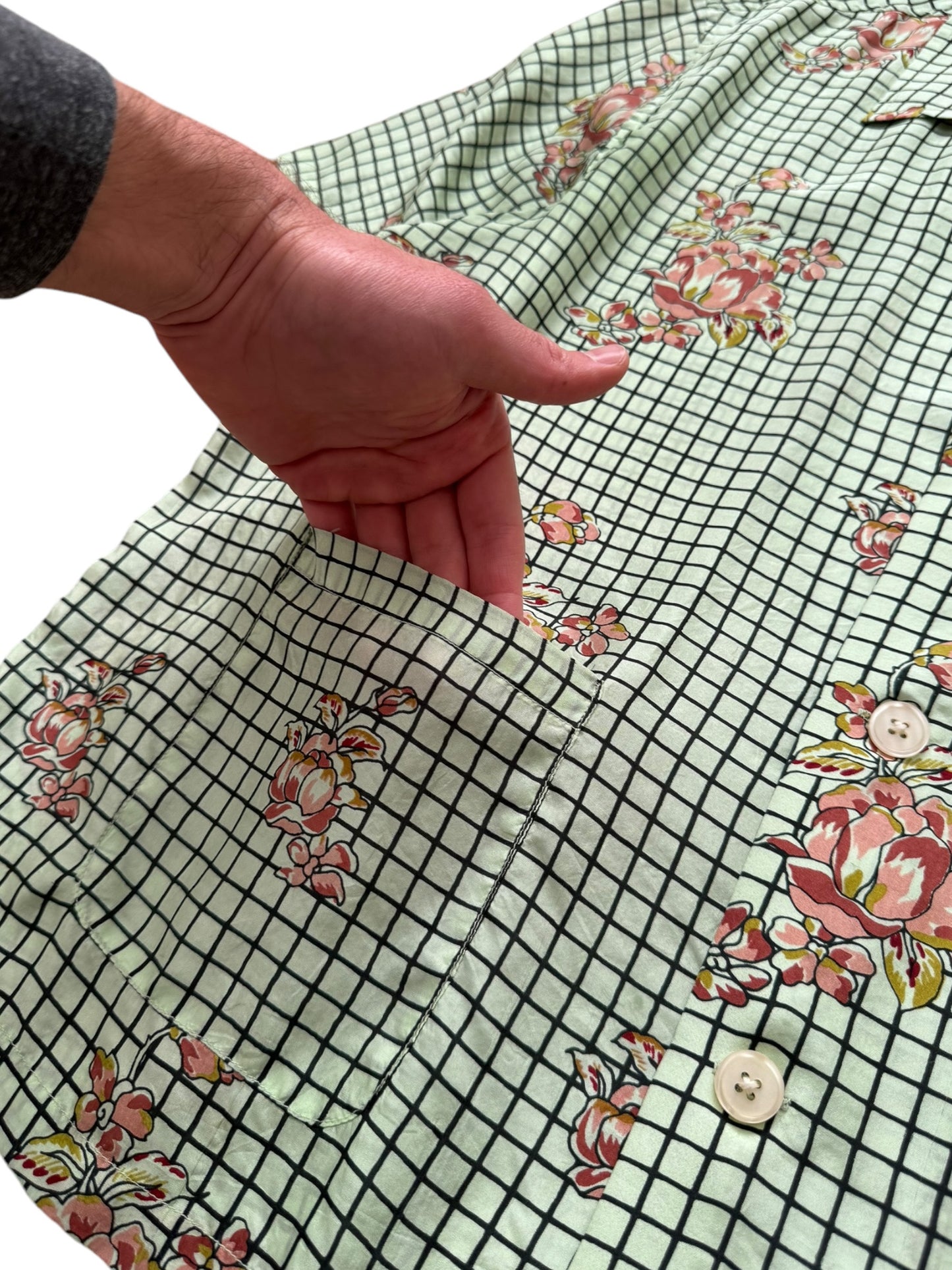 Silk Floral Plaid Shirt