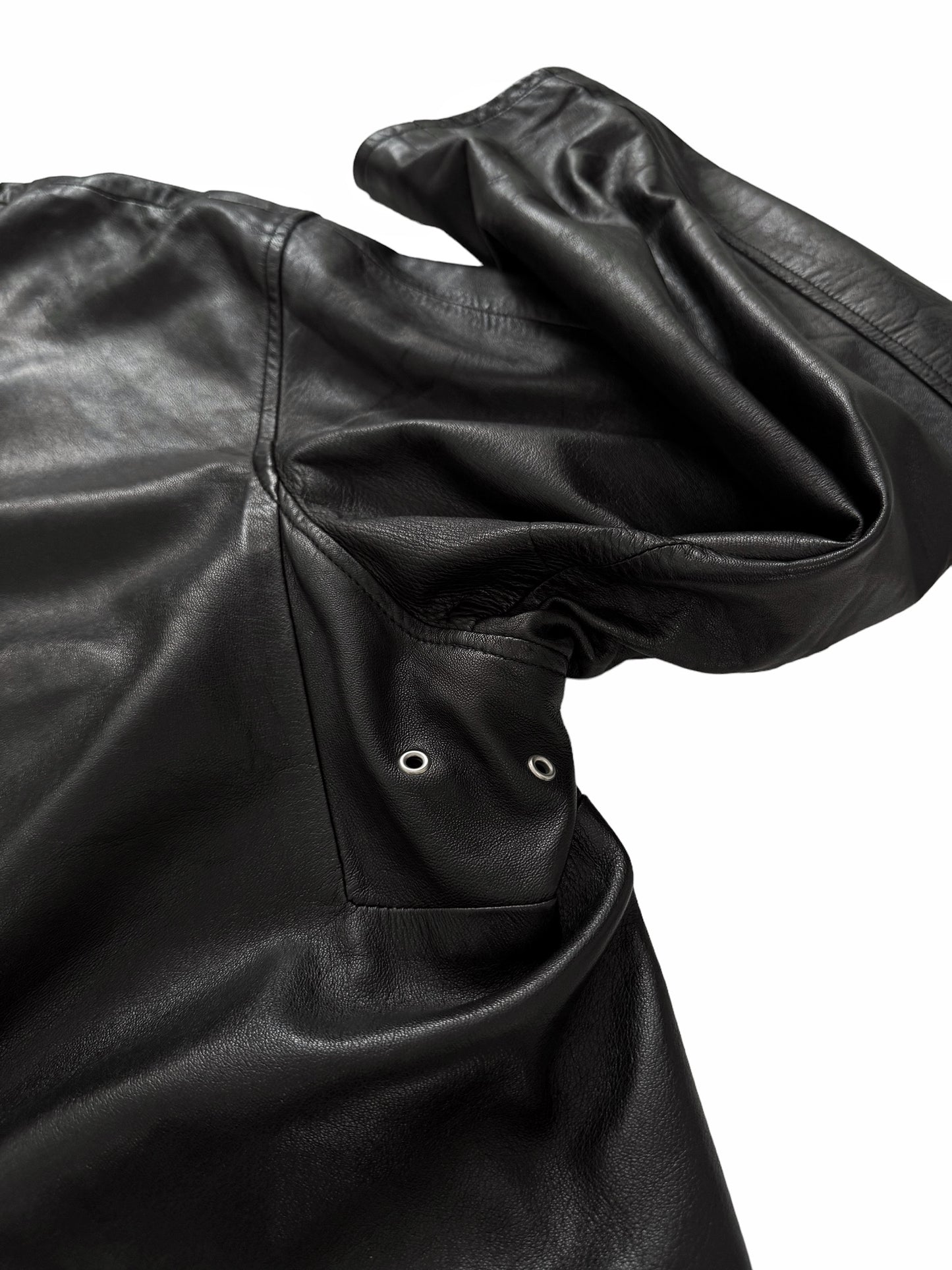 Long Chore Work Leather Zip Jacket