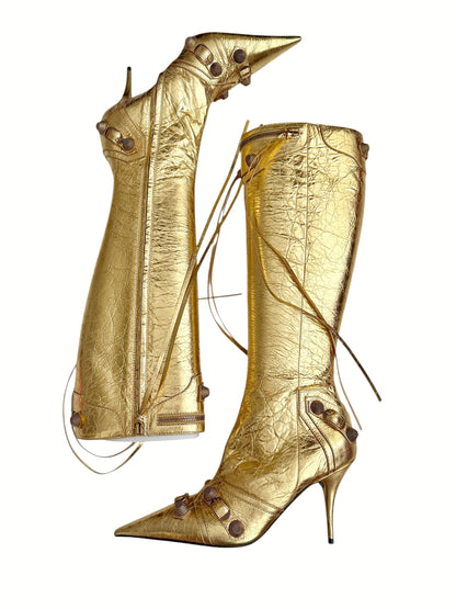 Metal Gold Cagole Heel Boot Arena H90