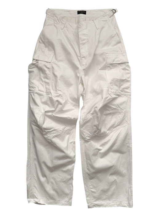 White Heavy Kick Cargo Pants