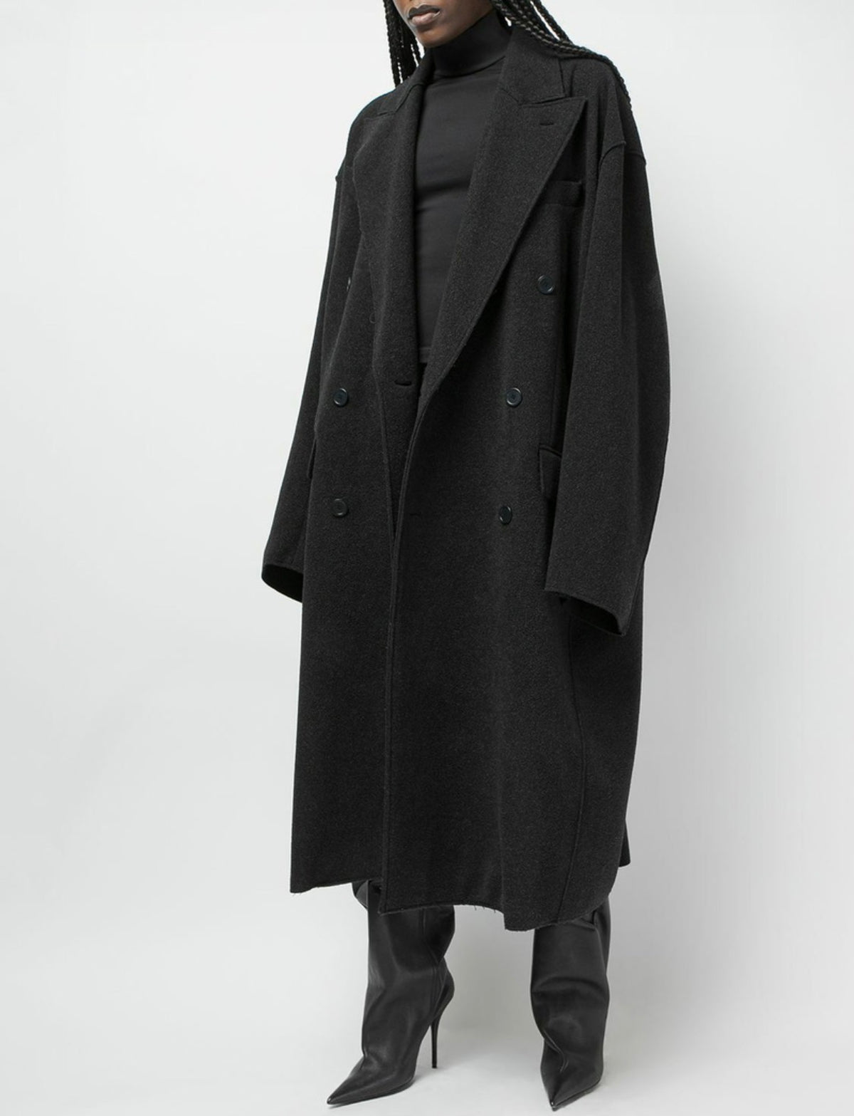 Brushed Cashmere Distressed Oversized Coat