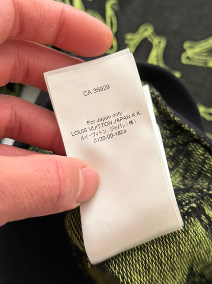 Virgil Wavy Logo Green Intarsia Knit Sweater