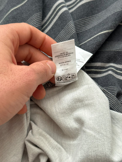 Grey Striped Cut Sew Embroidered Logo