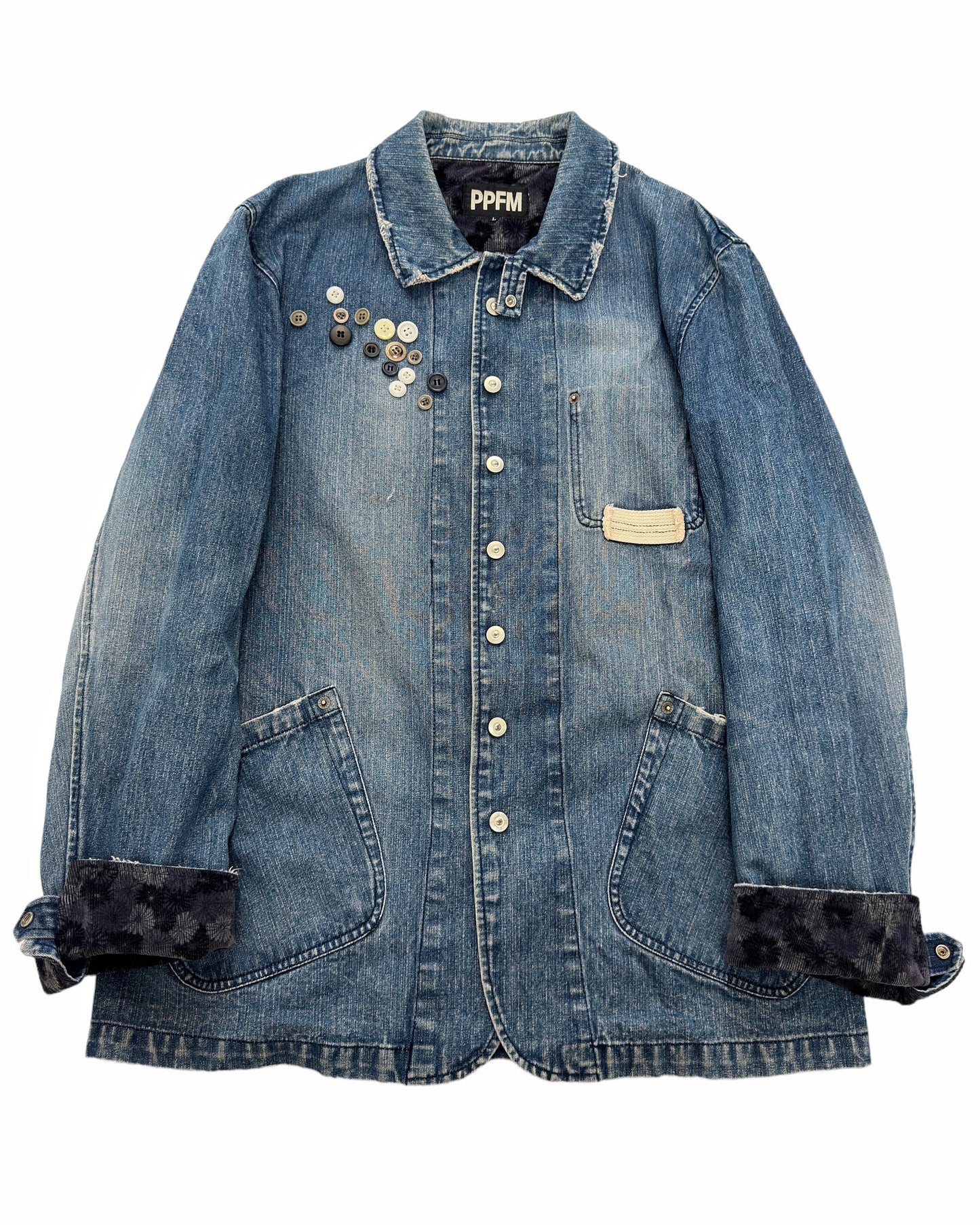 Button Adorned Chore Denim Jacket