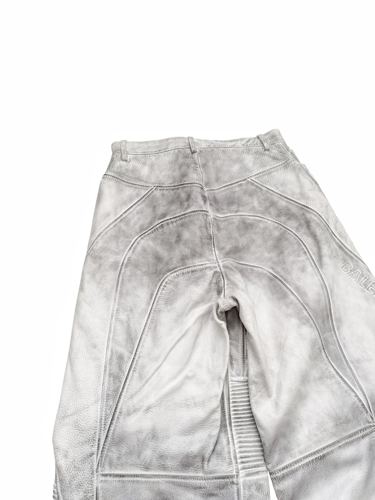 Mud Show White Leather Biker Pants