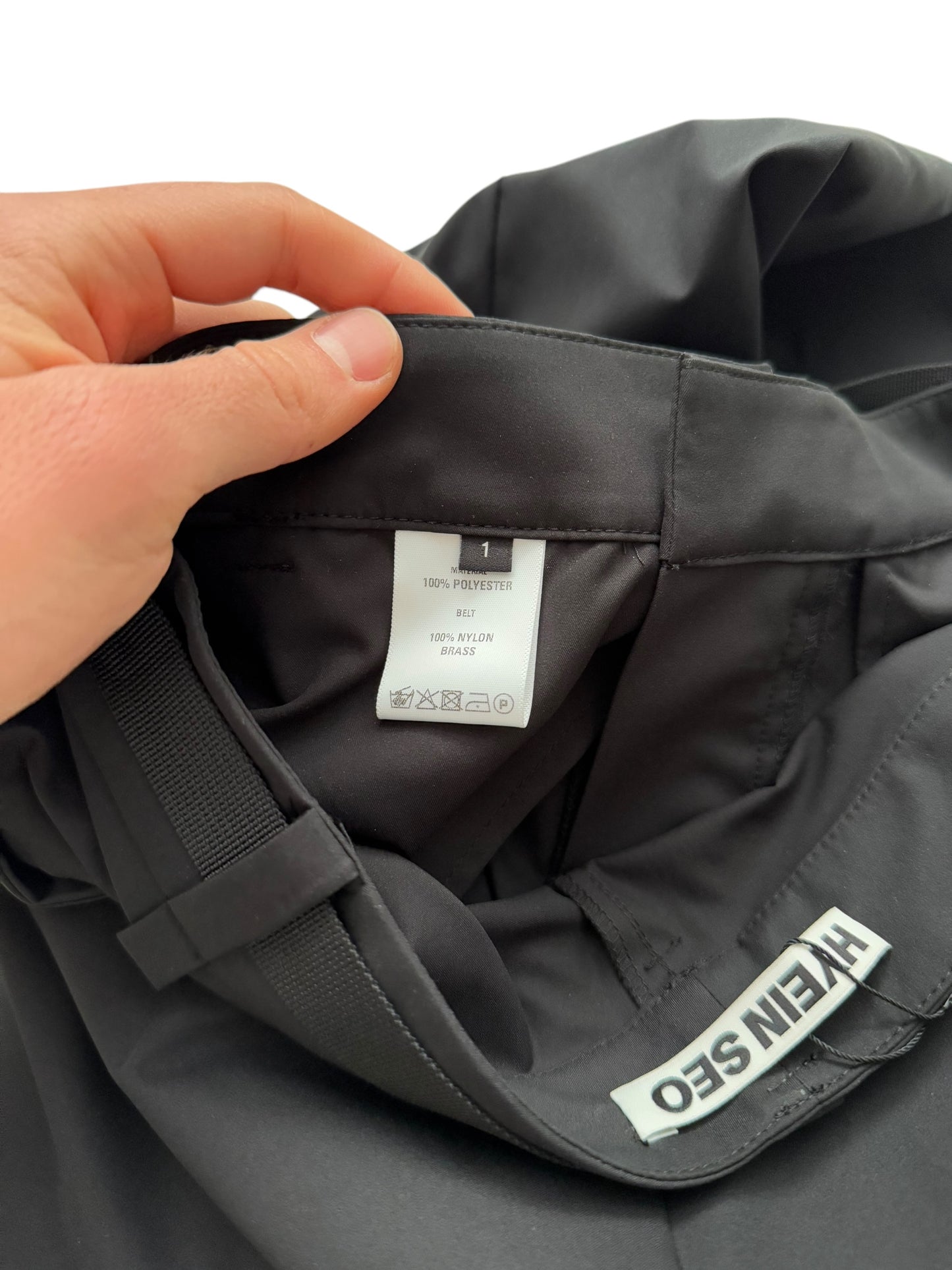 Belted Baggy Tech Trousers (Black)